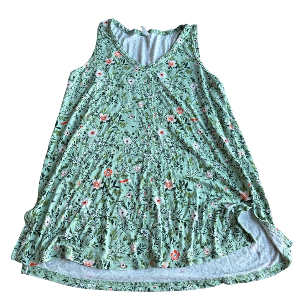 Women’s Spring Green Floral Sleeveless Top Size S Pastel Bloomcore Colorful‎